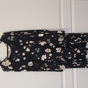 Long sleeve black dress with flowers